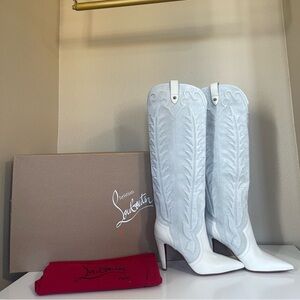 Christian Louboutin Santia Pointed Toe Knee High Boot, size 38 EU (8 US). NWT